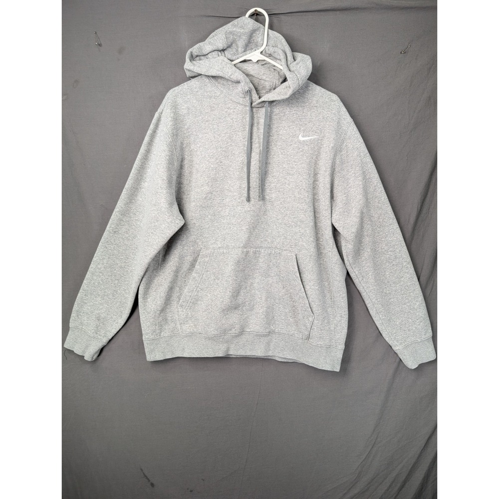Nike Mens Fleece Pullover Hoodie Gray Size Large